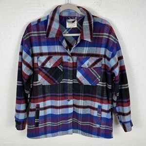 Ashley By 26 International Outerwear Plaid Blue Shacket Jacket Size Women S